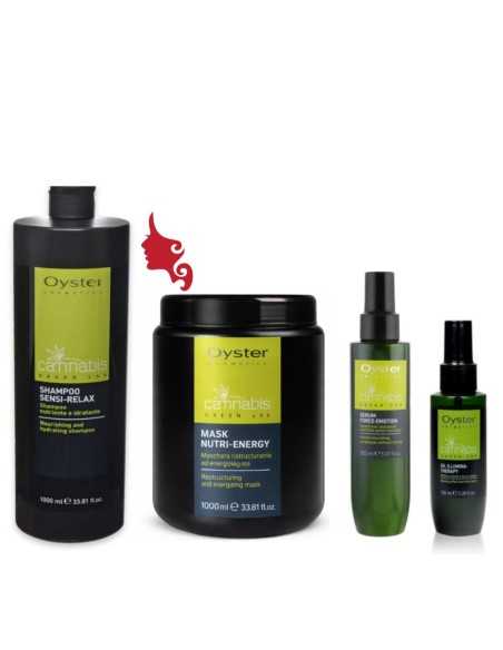 CANNABIS Green Lab KIT Salone Shampoo - Mask - Serum - Oil 4 pezzi Oyster
