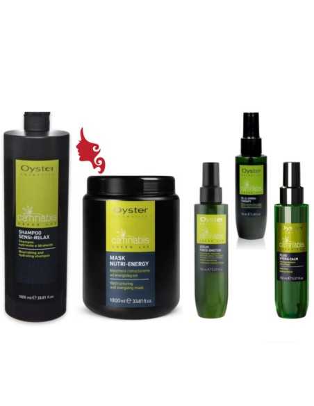 CANNABIS Green Lab KIT Salone Shampoo - Mask - Serum - Fluid - Oil 5 pezzi Oyster