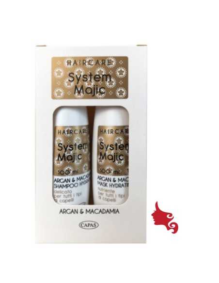 Kit Viaggio Argan & Macadamia System Majic 2x100ml Benefici Oro Liquido