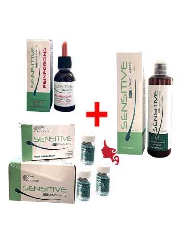 KIT SENSITIVE Lozione Urto + Fiale Mantenimento + Shampoo Sweet Cellule Staminali Vegetali