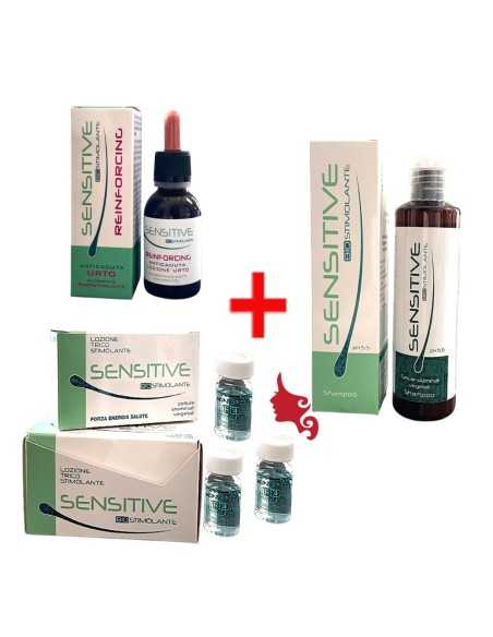 KIT SENSITIVE Lozione Urto + Fiale Mantenimento + Shampoo Sweet Cellule Staminali Vegetali