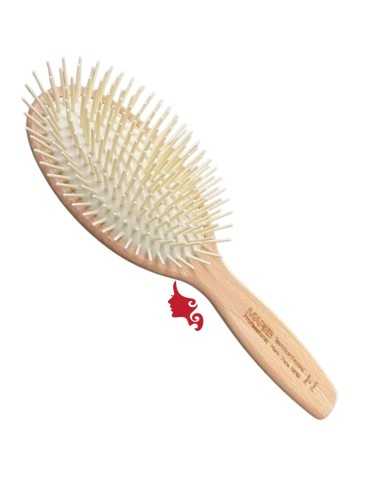 Spazzola Piatta in Legno Denti Plastica Punta di Balena Ovale Mareb